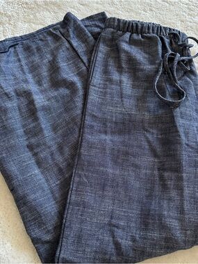 Sienna Sky Wide-Leg Drawstring Pants in Navy Blue